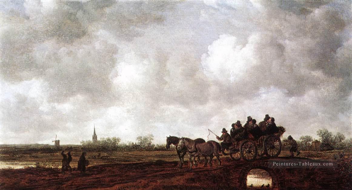 Chariot à cheval sur un pont Jan van Goyen Peintures à l'huile